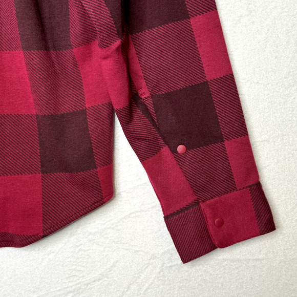 Lululemon Soft Knit Overshirt Check Plaid Pomegranate Red CHCP Men's Size Large - Picture 6 of 8